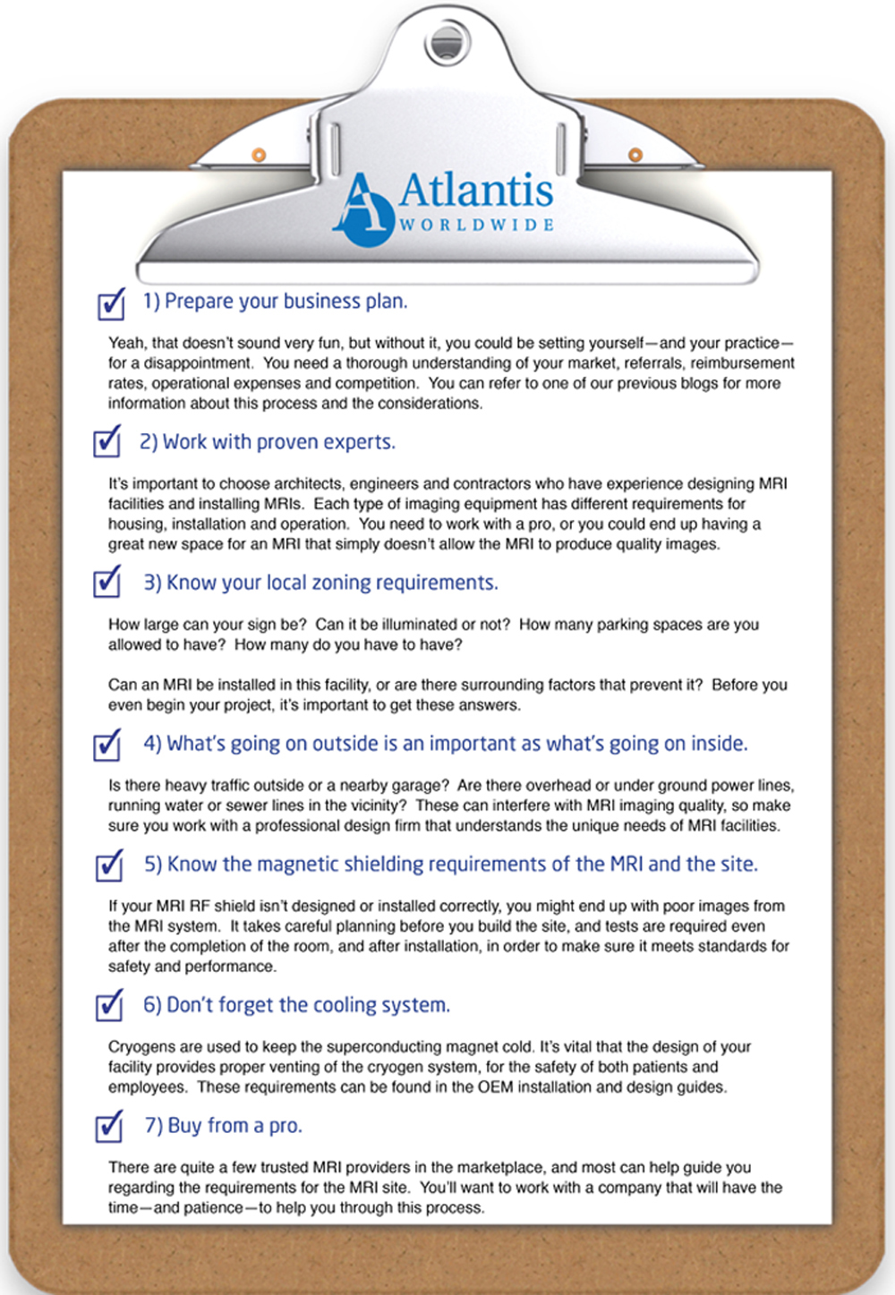 MRI Installation Checklist
